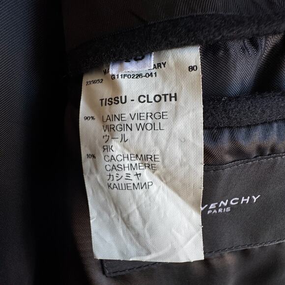 GIVENCHY Black Virgin Wool & Cashmere Men's Single Breasted Long Dress Coat - Picture 6 of 8